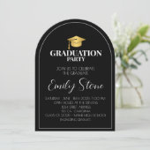 élégante invitation de graduation en noir et blanc (Debout devant)