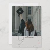Élégante invitation de graduation grise avec une p (Dos)