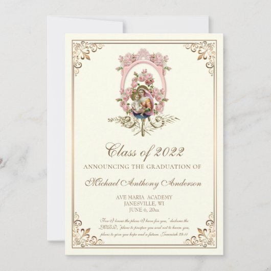 Élégante invitation de graduation religieuse catho (Devant)