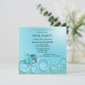 Élégante invitation de la fête de la piscine d'été (Debout devant)