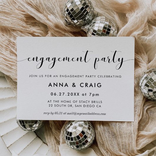 Élégante invitation de la partie fiançale en noir