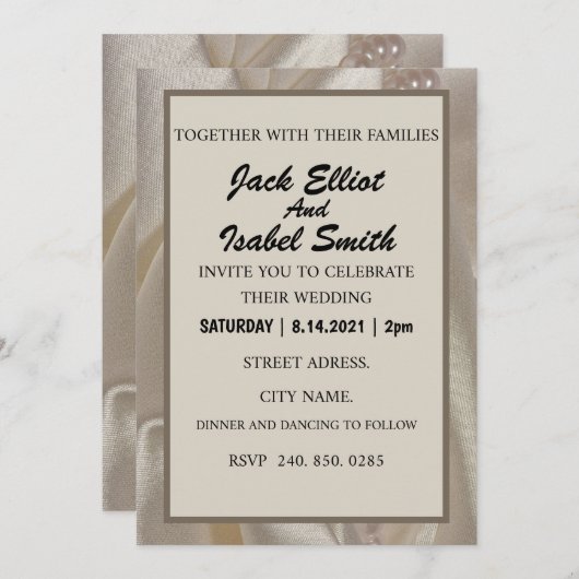 ÉLÉGANTE INVITATION DE MARIAGE (Devant / Derrière)