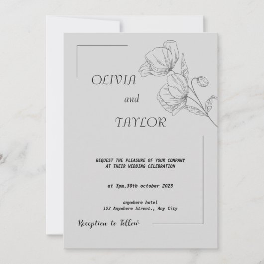 Elégante invitation de mariage (Devant)