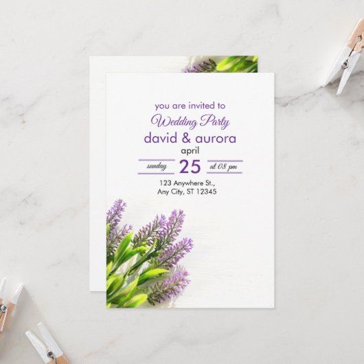 Elégante invitation de mariage (Devant/Arrière en situation)