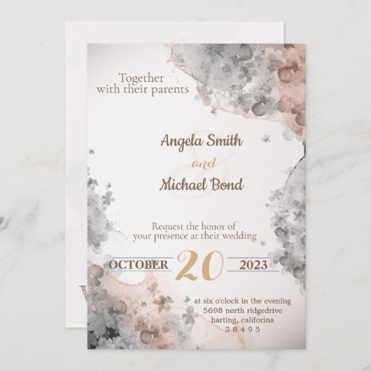 Elégante invitation de mariage (Devant / Derrière)