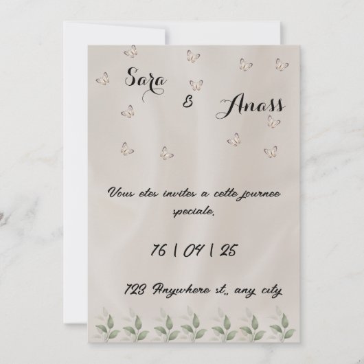 Elégante invitation de mariage (Devant)