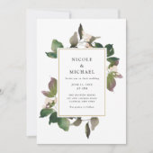 Élégante invitation de mariage à la flore rose et (Devant)