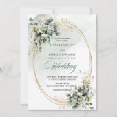 Élégante invitation de mariage à la rose blanche v (Devant)