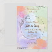 Élégante invitation de mariage à l'aquarelle  (Devant / Derrière)