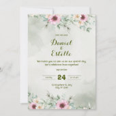 Élégante invitation de mariage à l'aquarelle flora (Devant)