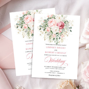 Élégante invitation de mariage à paillettes rose p