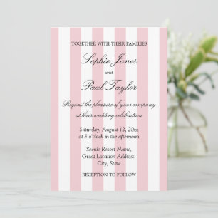 Élégante invitation de mariage à rayures rose past