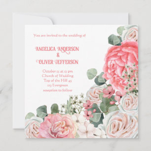 Elégante invitation de mariage Aquarelle fleurs
