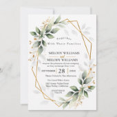Élégante invitation de mariage au eucalyptus vert  (Devant)