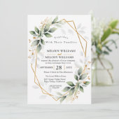Élégante invitation de mariage au eucalyptus vert  (Debout devant)