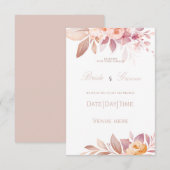 : Élégante invitation de mariage aux tons rose et (Devant / Derrière)