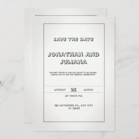 Elégante invitation de mariage avec blanc (Devant / Derrière)