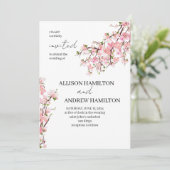 Elégante invitation de mariage avec cerisier fleur (Debout devant)