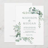 Élégante invitation de mariage avec code QR et feu (Devant / Derrière)