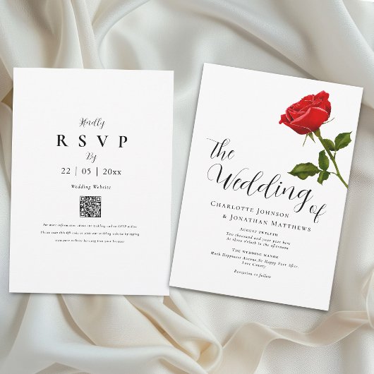 Élégante invitation de mariage avec code QR rose r