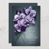Elégante invitation de mariage avec orchidées. (Devant / Derrière)