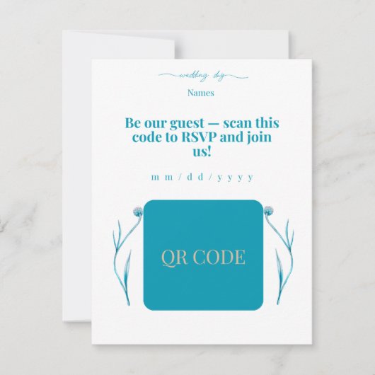 Élégante invitation de mariage avec QR code minima (Devant)