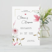 Elégante invitation de mariage avec Romantic Flora (Debout devant)