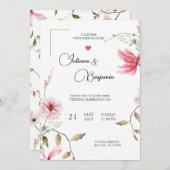 Elégante invitation de mariage avec Romantic Flora (Devant / Derrière)
