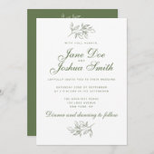 Elégante invitation de mariage avec verdure (Devant / Derrière)