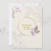 Elégante invitation de mariage, beige, violet (Dos)