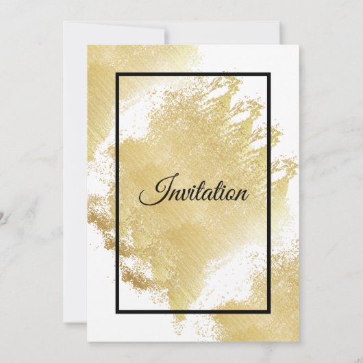 Elégante invitation de mariage, blanc et or (Dos)