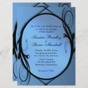Elégante invitation de mariage bleu