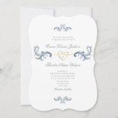 Élégante invitation de mariage bleu poussiéreux av (Devant)