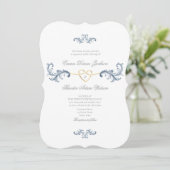 Élégante invitation de mariage bleu poussiéreux av (Debout devant)