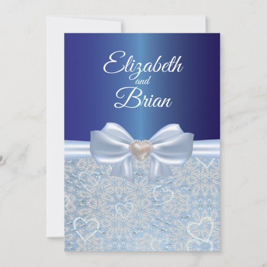 Élégante invitation de mariage bleu royal (Devant)