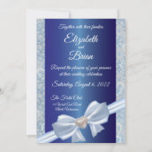 Élégante invitation de mariage bleu royal (Dos)