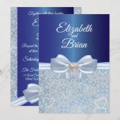 Élégante invitation de mariage bleu royal (Devant / Derrière)