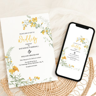 Élégante invitation de mariage bohème aux fleurs j