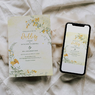 Élégante invitation de mariage bohème aux fleurs j