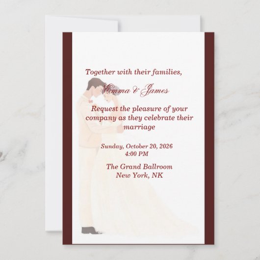 Élégante invitation de mariage bordeaux (Devant)