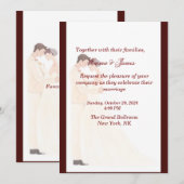 Élégante invitation de mariage bordeaux (Devant / Derrière)