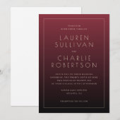 Élégante invitation de mariage bordeaux (Devant / Derrière)