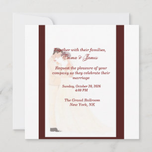 Élégante invitation de mariage bordeaux