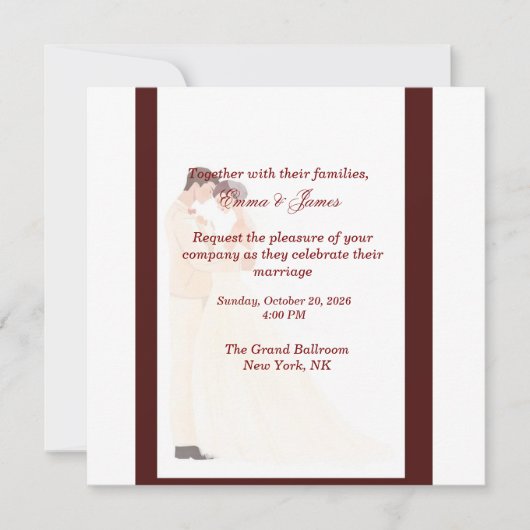 Élégante invitation de mariage bordeaux  (Devant)