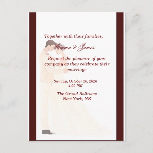 Élégante invitation de mariage bordeaux (Devant)