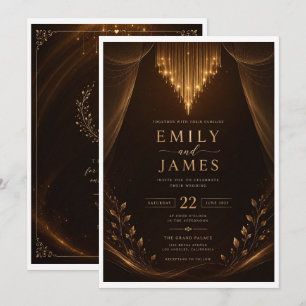 Élégante invitation de mariage bordeaux or Luxe