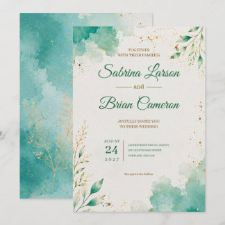 Élégante invitation de mariage botanique à l'aquar