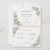 Élégante invitation de mariage botanique vert saug (Devant)