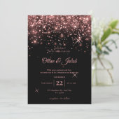 Élégante invitation de mariage calligraphiée rose (Debout devant)