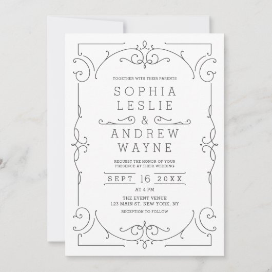 Elégante invitation de mariage classique classique (Devant)